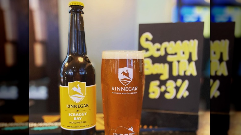 Kinnegar Scraggy Bay IPA bottle and a pint glass