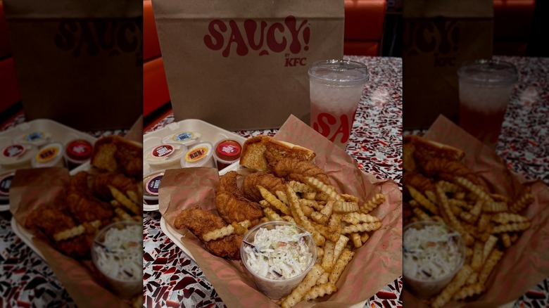 Saucy by KFC chicken tender meal with drink