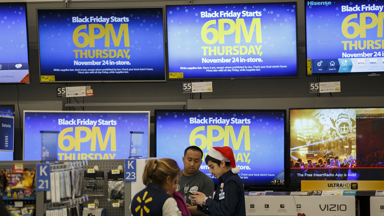 TVs displaying ads at Walmart