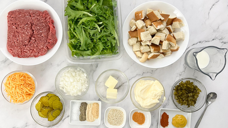 ingredients for salad with hamburger 