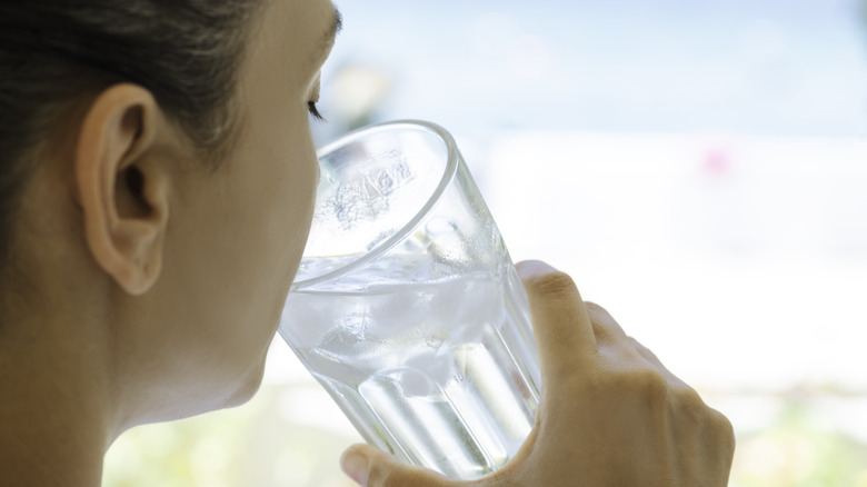 lady drinking ice water