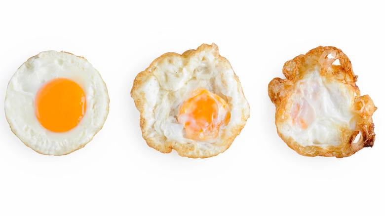 three types of fried eggs