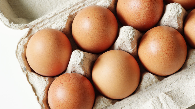 brown eggs in carton