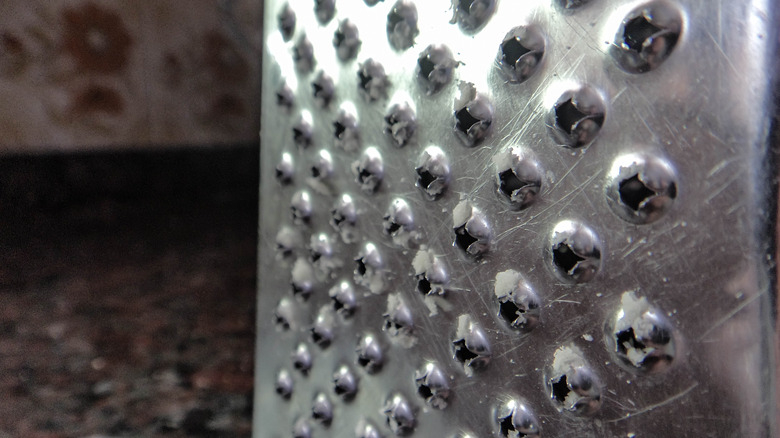 close-up cheese grater holes