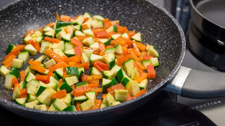vegetables in saute pan