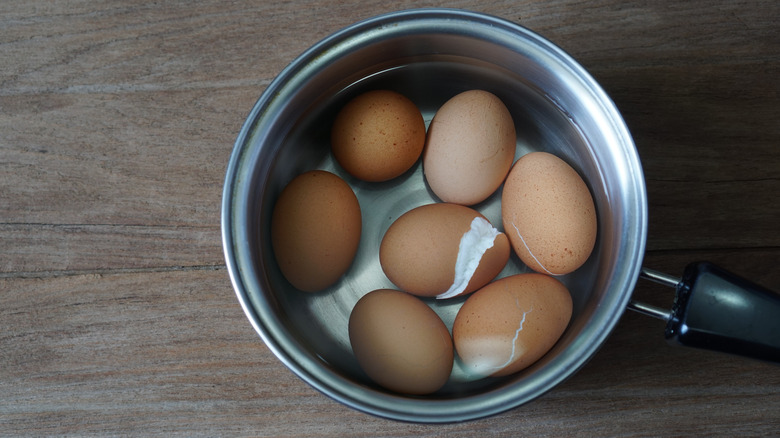 cracked boiled eggs