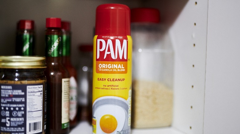 Can of Pam cooking spray in pantry