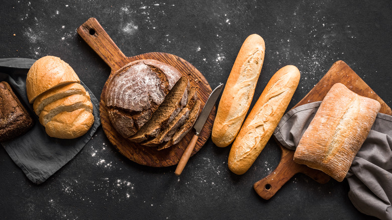 Various types of artisan bread