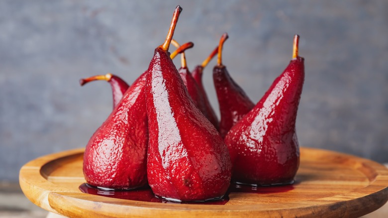 pears poached in red wine