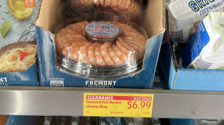 aldi clearance product tag for shrimp