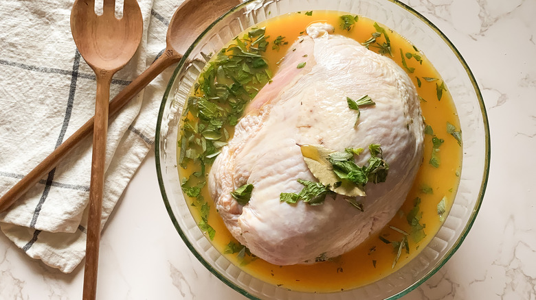 Turkey resting in marinade