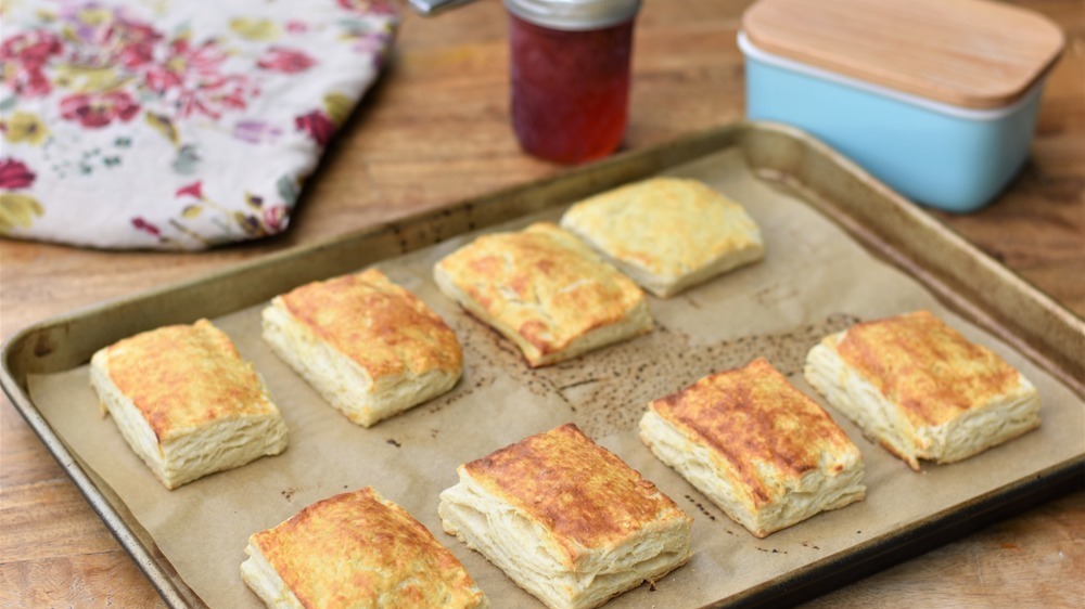 baking tray of buttermilk biscuits