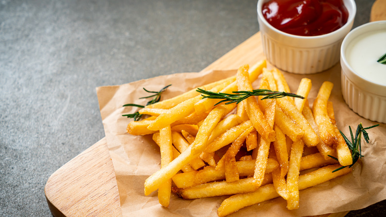 Plate of fries and ketchup