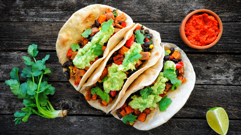 black bean tacos with guacamole