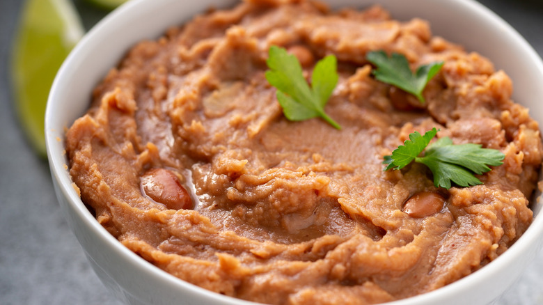 bowl of refried beans