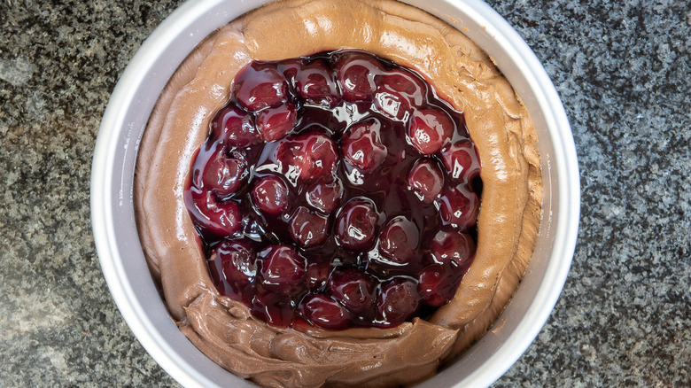 cherries and chocolate cheesecake