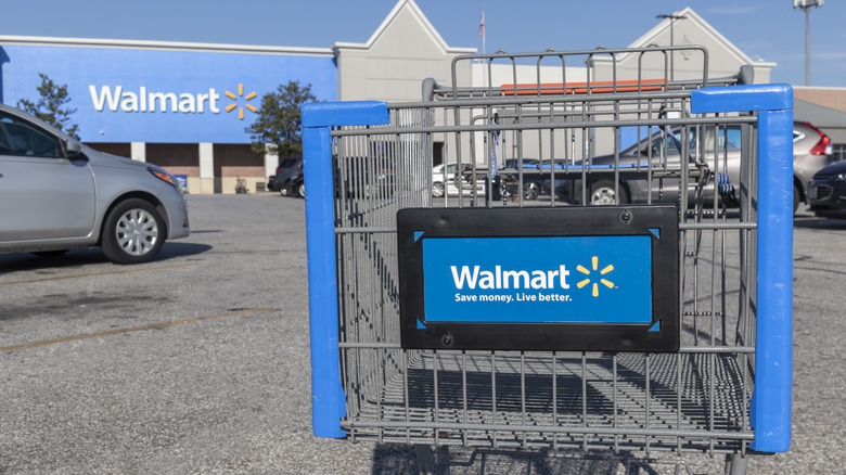 Walmart shopping cart in parking lot