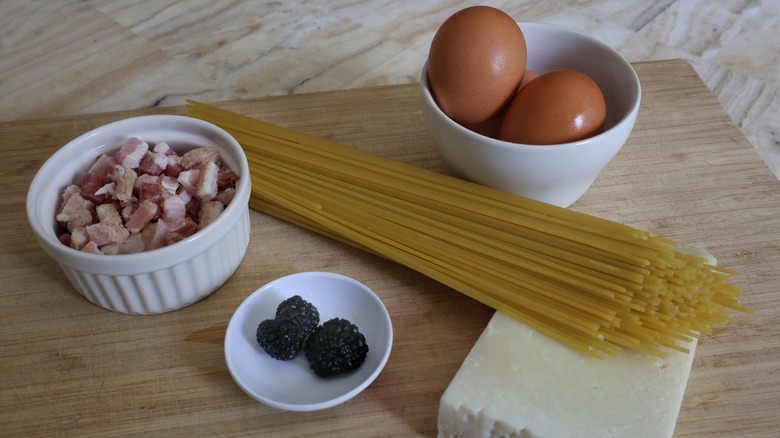 black truffle carbonara ingredients