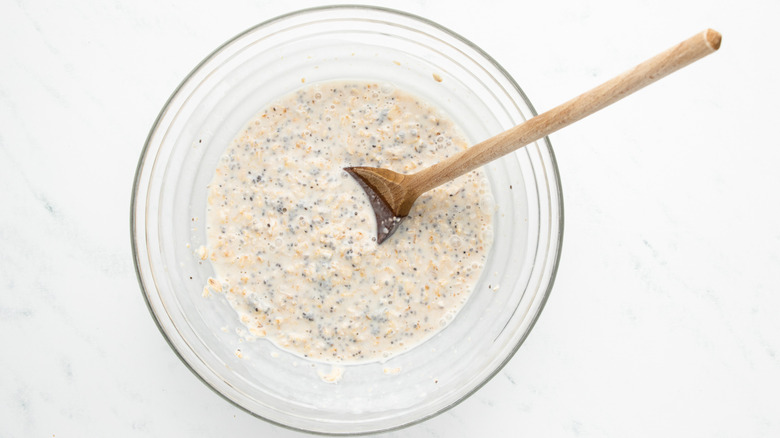 overnight oats mixture in bowl