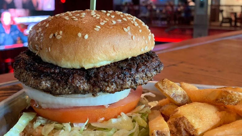 bluetick burger with fries