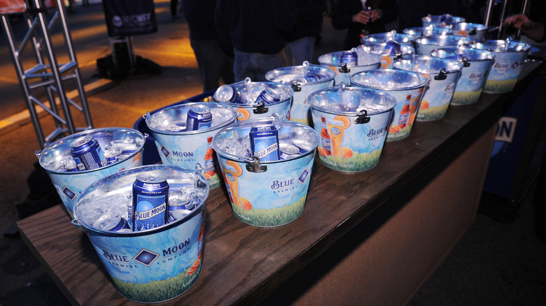 Blue Moon beers in buckets