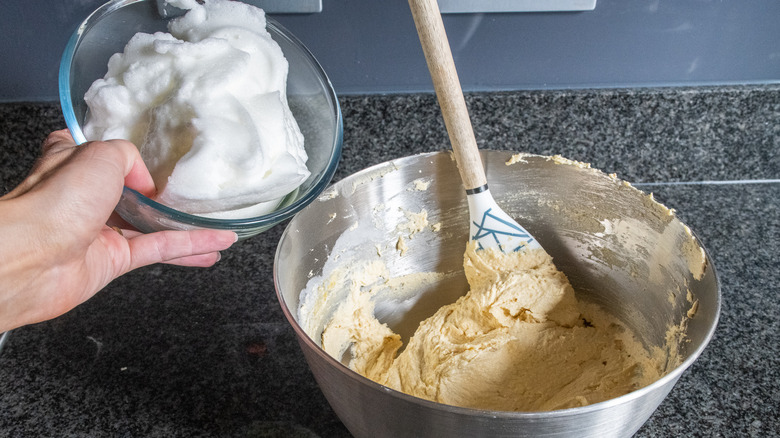 Blueberry Amaretto Cake Recipe batter and egg whites 