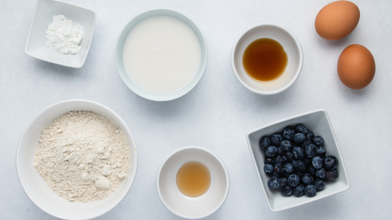 ingredients for buckwheat blueberry pancakes