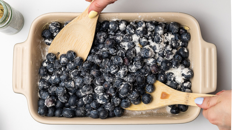 blueberries in a baking tray 