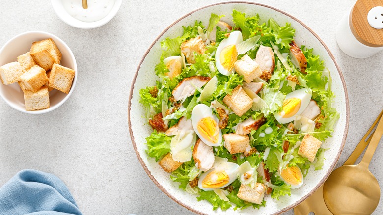 salad with eggs and croutons