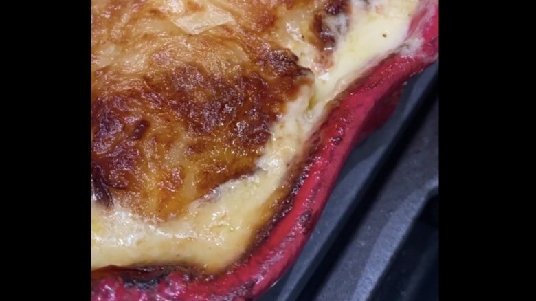 Potato gratin with cheese close-up