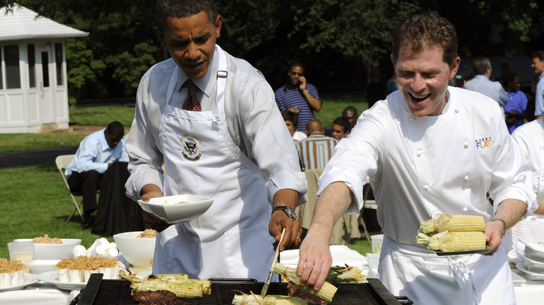 Obama and Bobby Flay at the grill