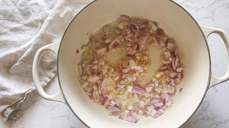 Onions and garlic cooking