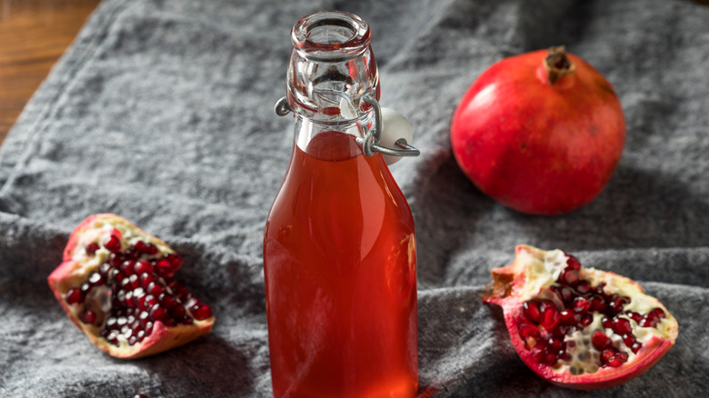 Grenadine in glass bottle