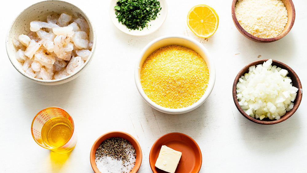 Ingredients for Bobby Flay's shrimp and grits with a twist