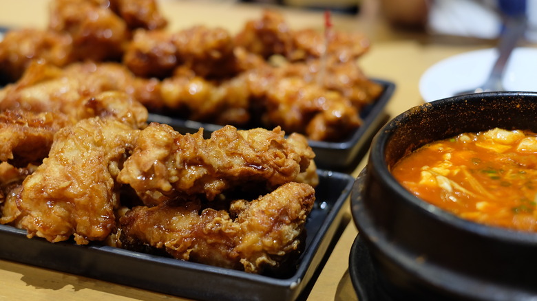 Bonchon wings and kimchi stew