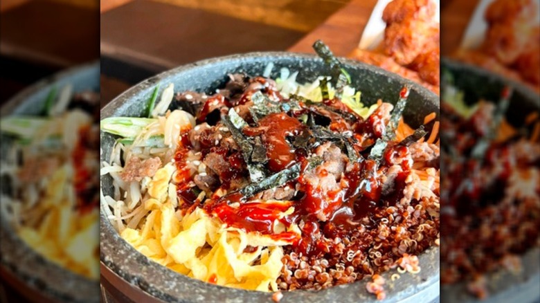 Bibimbap in serving bowl