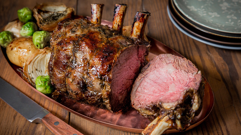 lamb with bone in brussels sprouts and onions