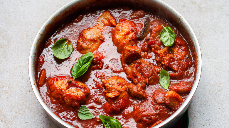 chicken cacciatore in pan