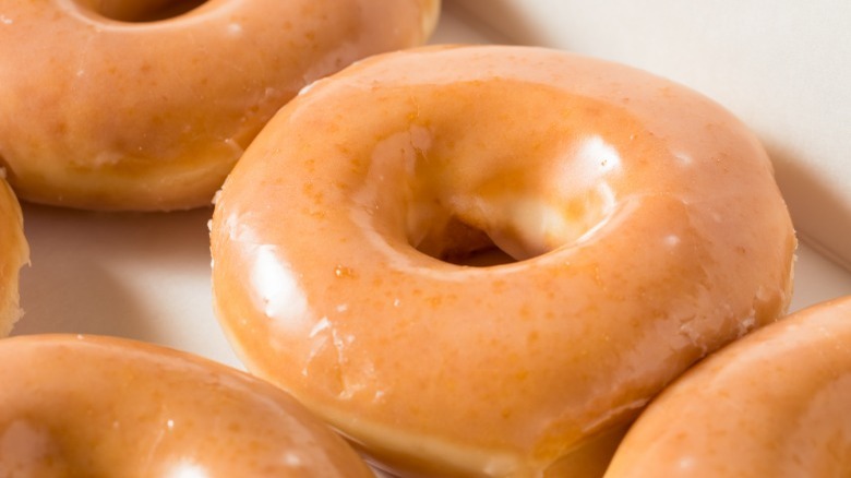 Glazed doughnuts up close 