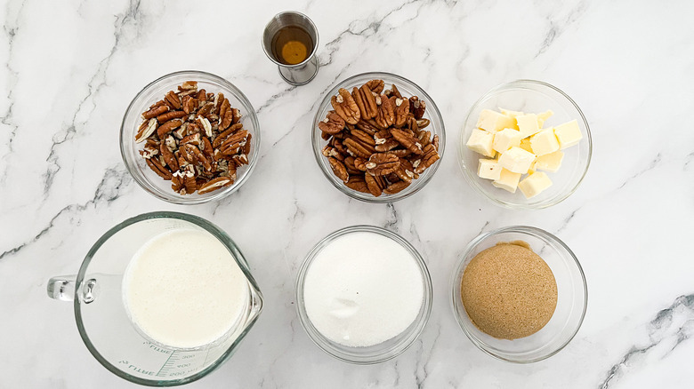 ingredients for bourbon pecan pralines