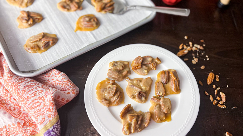 pralines on plate and tray