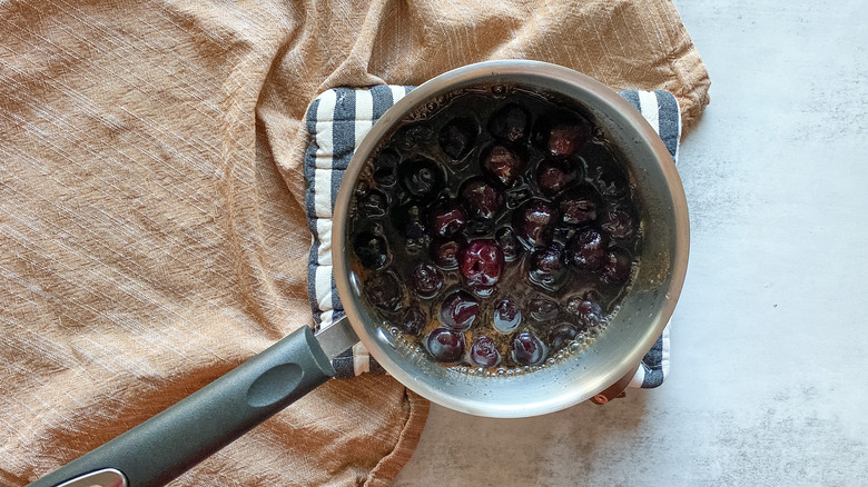 cherries in saucepan