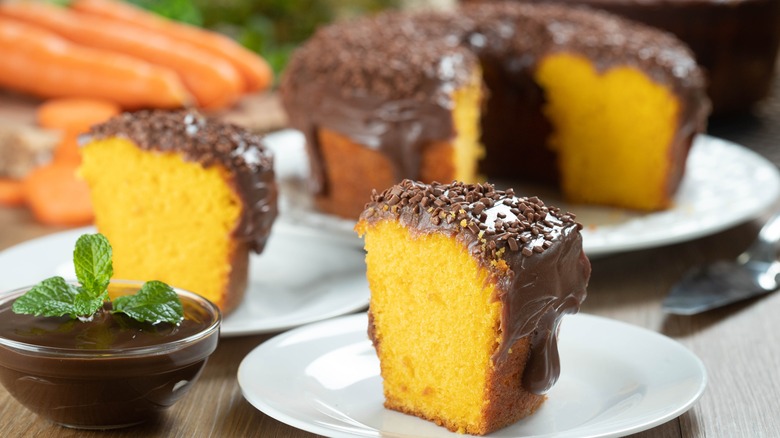 slices of Brazilian carrot cake with chocolate