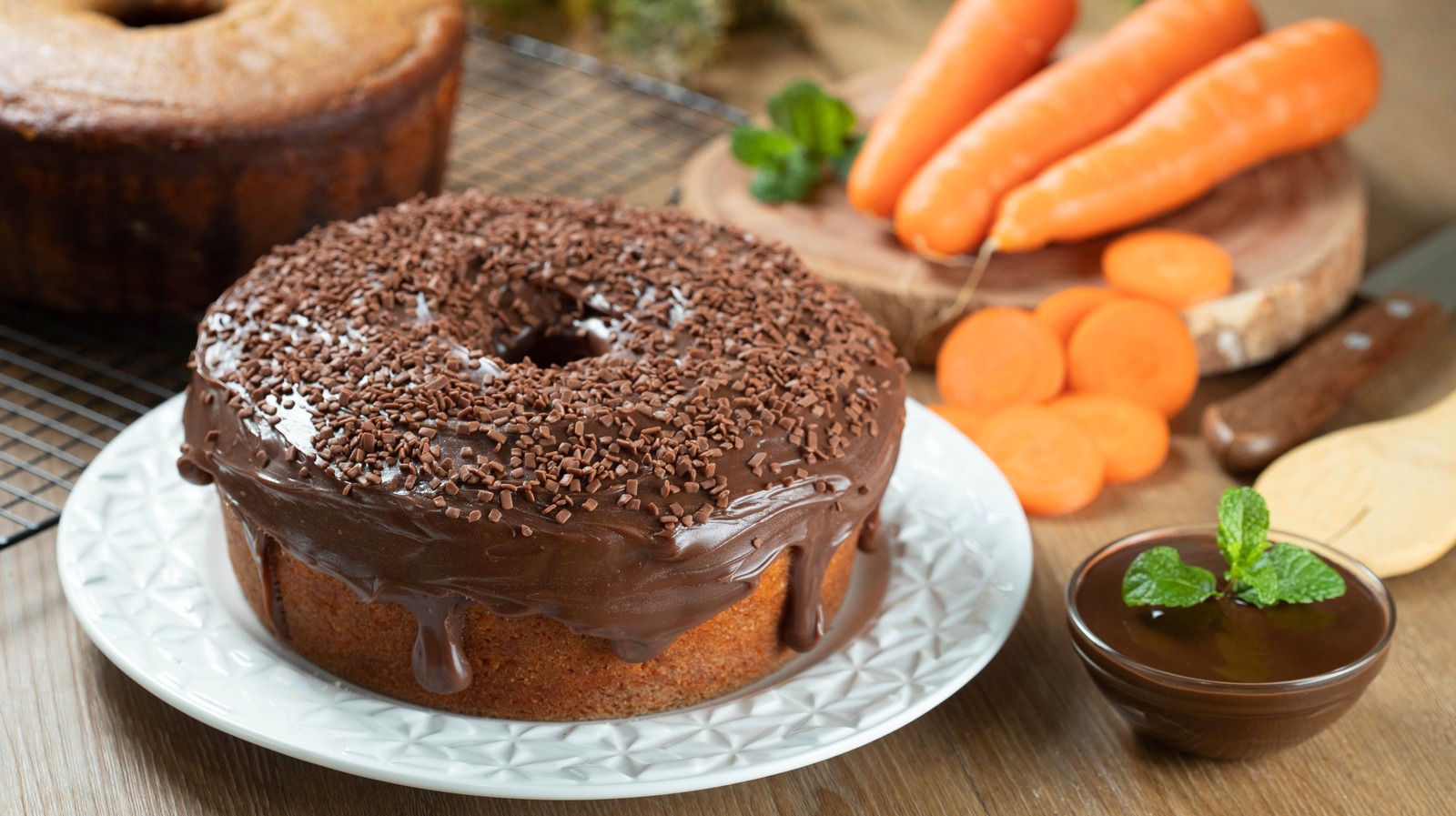 Brazilian Carrot Cake with Chocolate Sauce Topping - Easy Brazilian Food