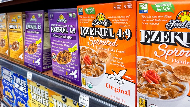 cereal on grocery store shelf
