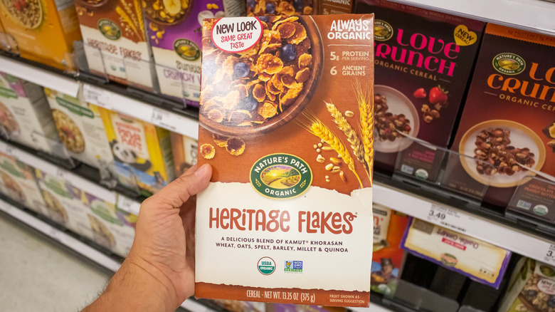 box of Heritage Flakes cereal