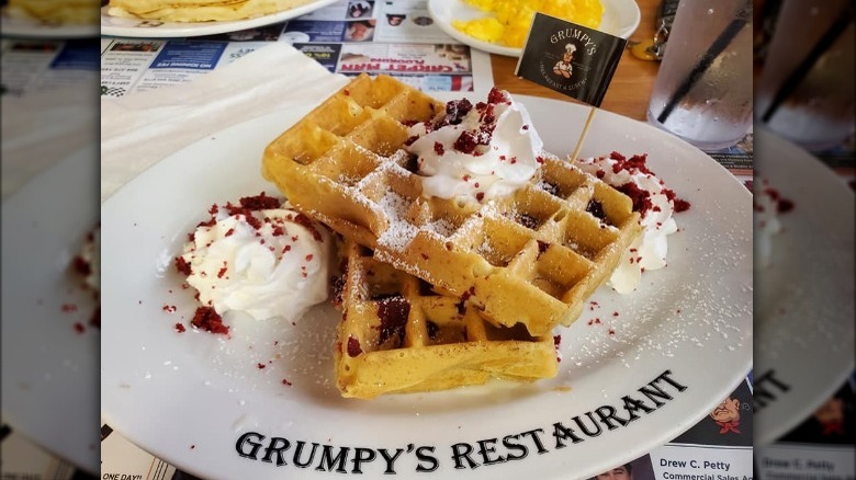 Grumpy's waffles with cream