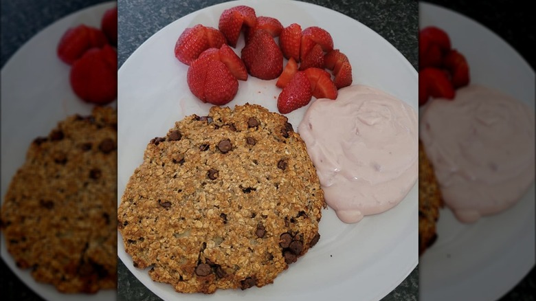 breakfast cookie strawberries and yogurt