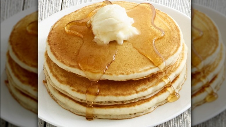 pancakes with butter and syrup