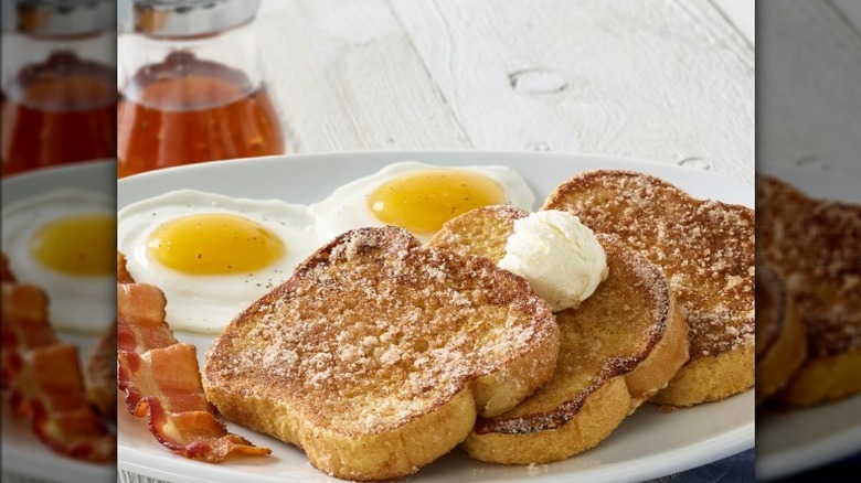 french toast with eggs and bacon